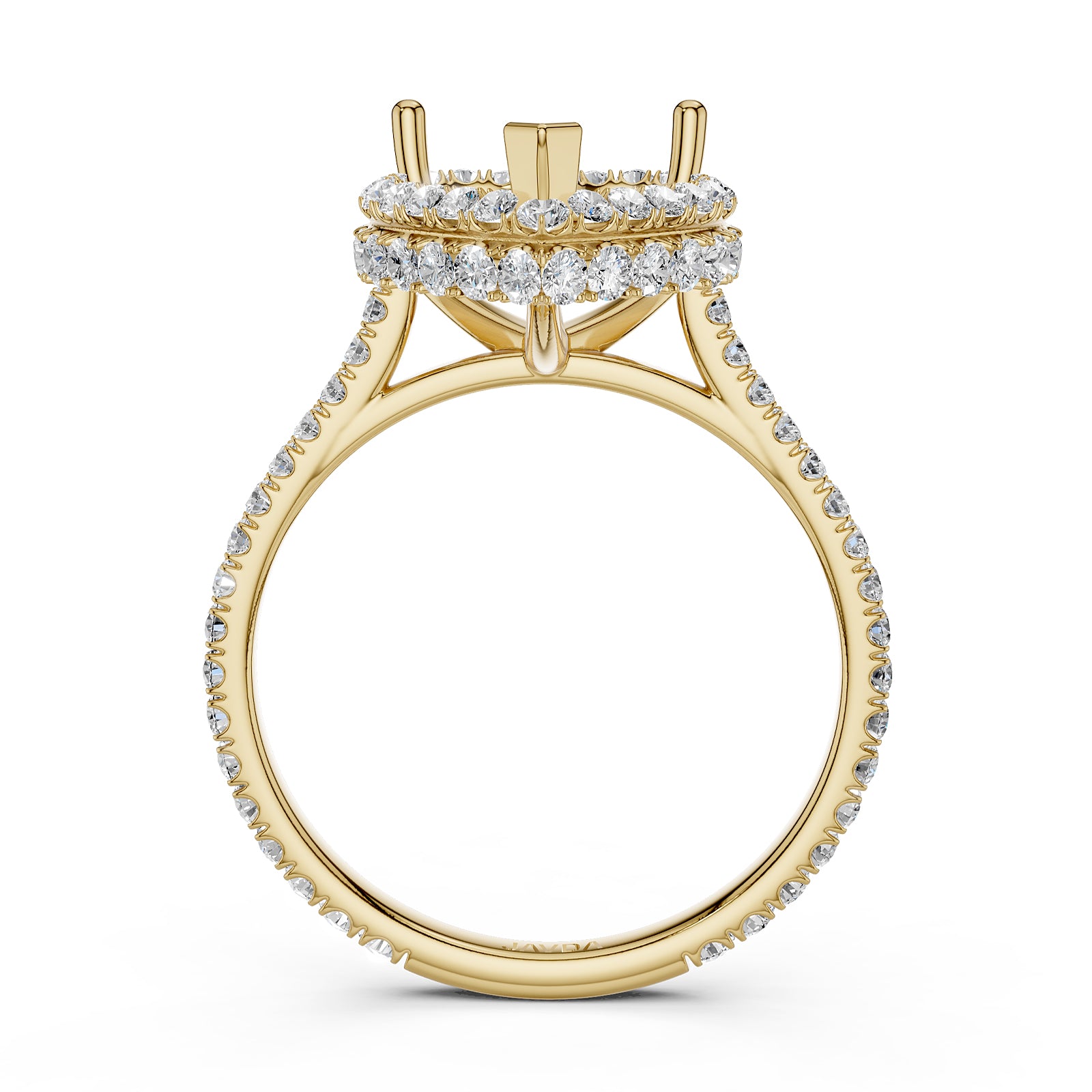 Double Halo Semi Mount Lab Grown Diamond Engagement Ring 0.53 Ct.