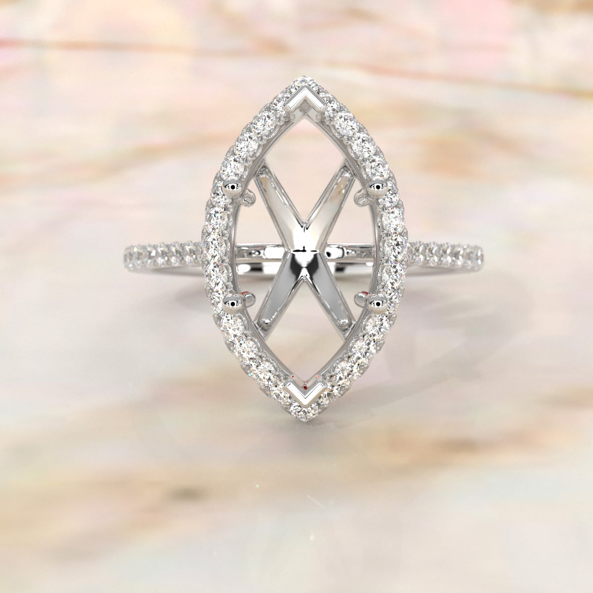 Double Halo Semi Mount Lab Grown Diamond Engagement Ring 0.53 Ct.