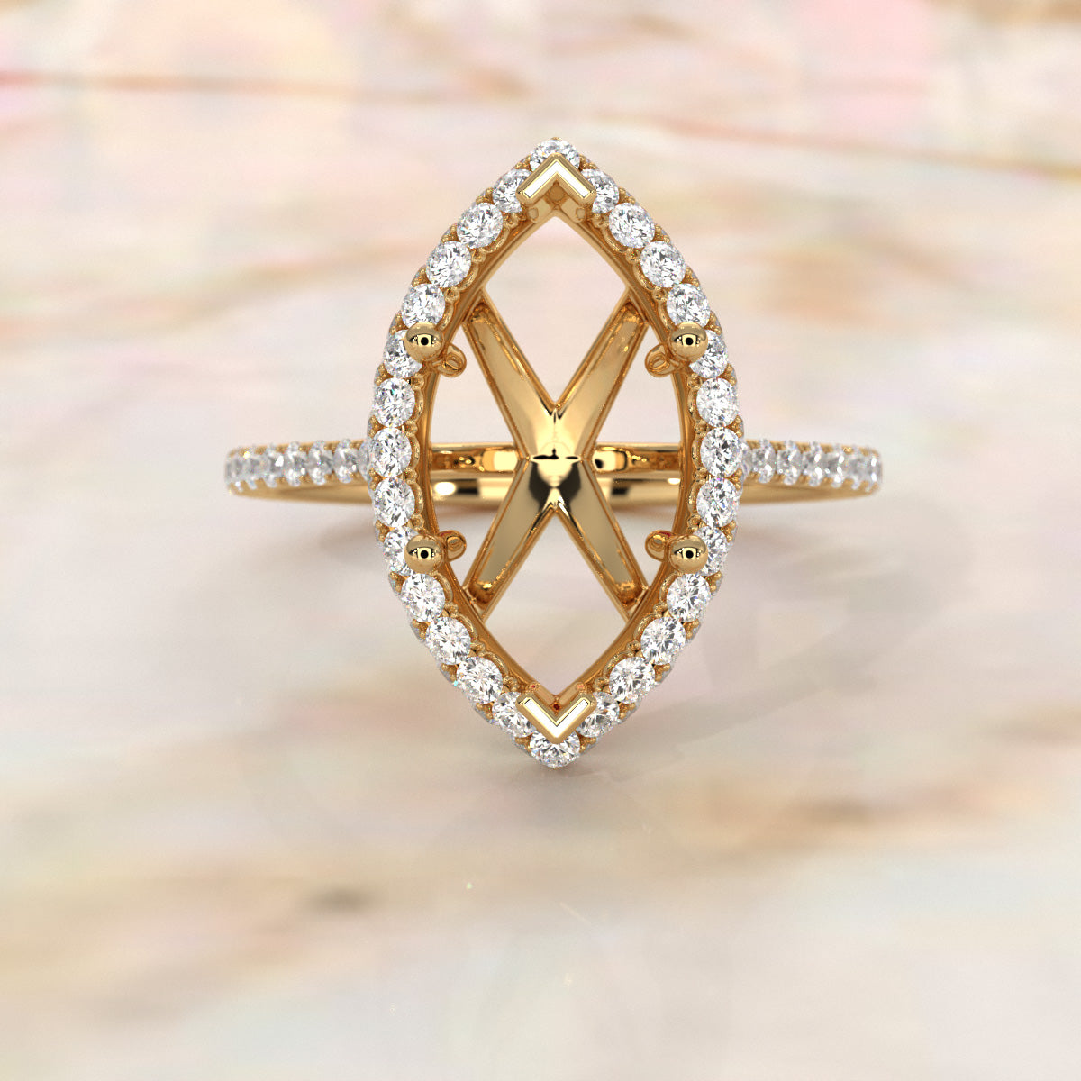 Double Halo Semi Mount Lab Grown Diamond Engagement Ring 0.53 Ct.