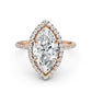 Double Halo Lab Grown Marquise Diamond U Cut Pave Set Engagement Ring