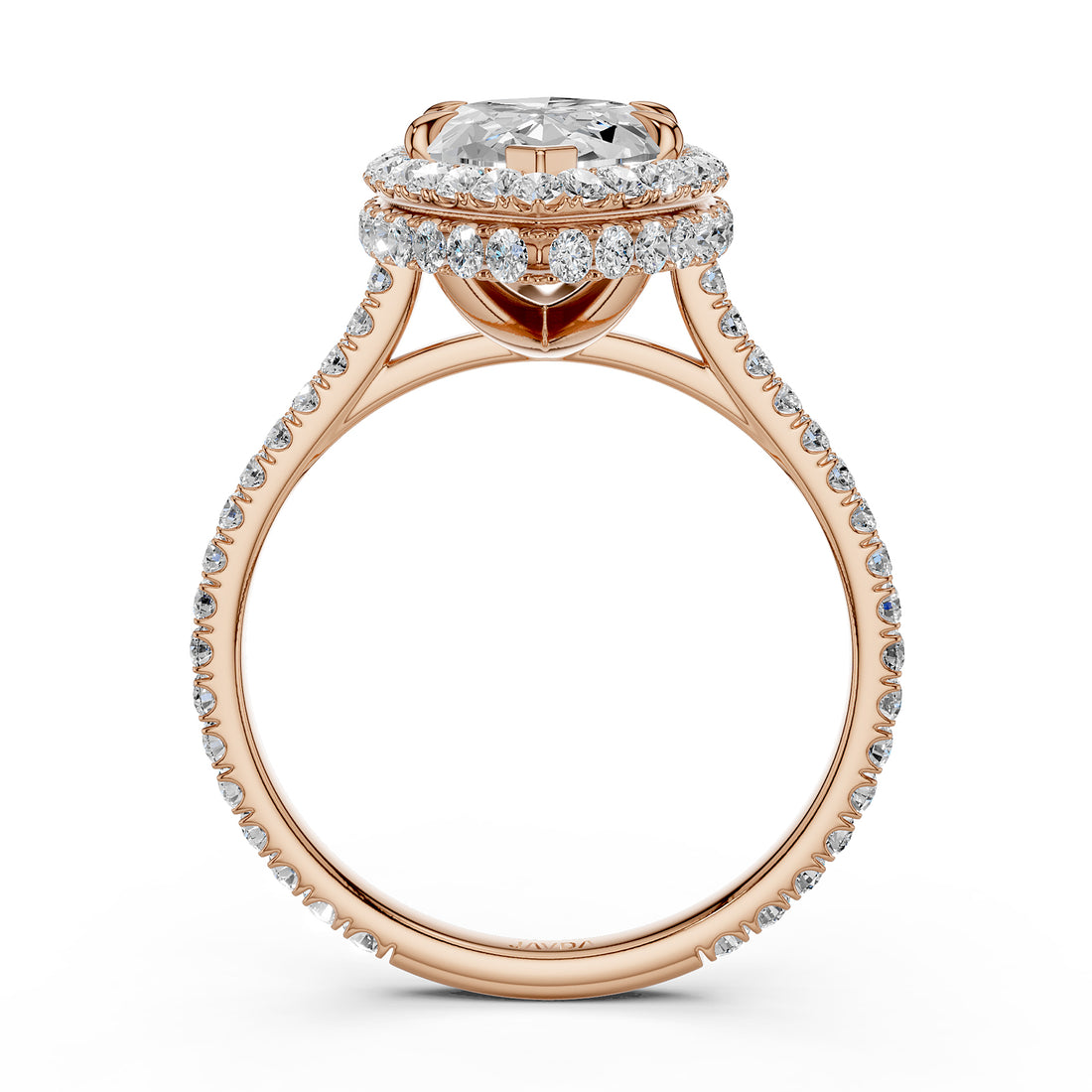 Double Halo Lab Grown Marquise Diamond U Cut Pave Set Engagement Ring