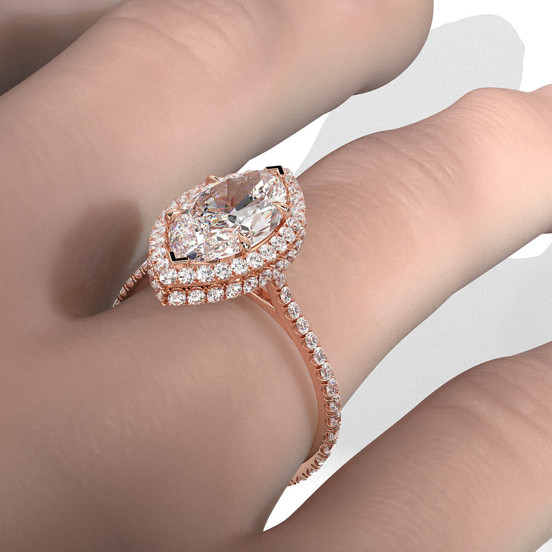 Double Halo Lab Grown Diamond Engagement Ring IGI Certified 2.53 Ctw.