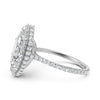 Double Halo Lab Grown Marquise Diamond U Cut Pave Set Engagement Ring