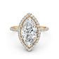Double Halo Lab Grown Marquise Diamond U Cut Pave Set Engagement Ring