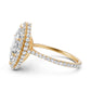 Double Halo Lab Grown Marquise Diamond U Cut Pave Set Engagement Ring