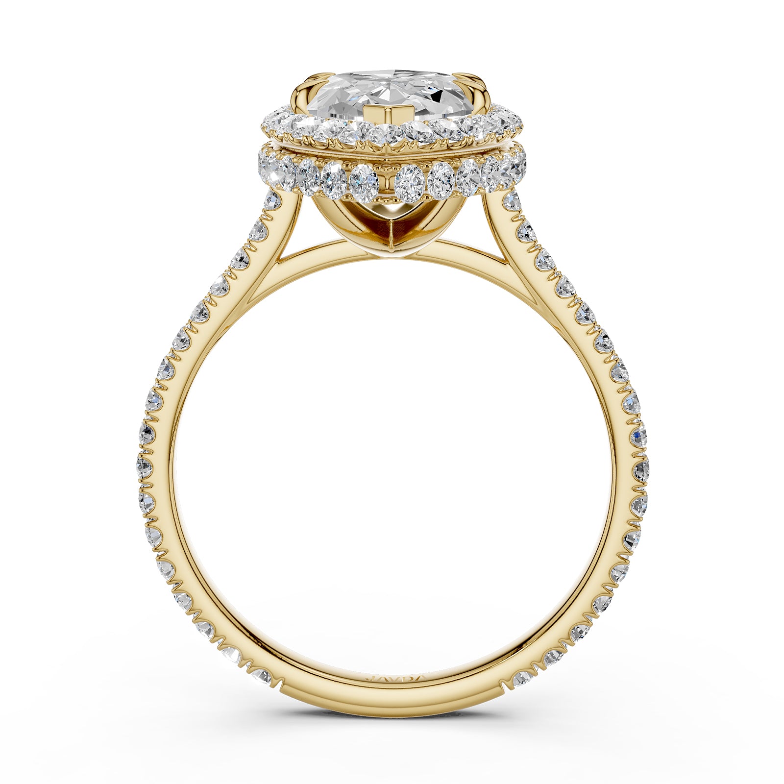 Double Halo Lab Grown Marquise Diamond U Cut Pave Set Engagement Ring