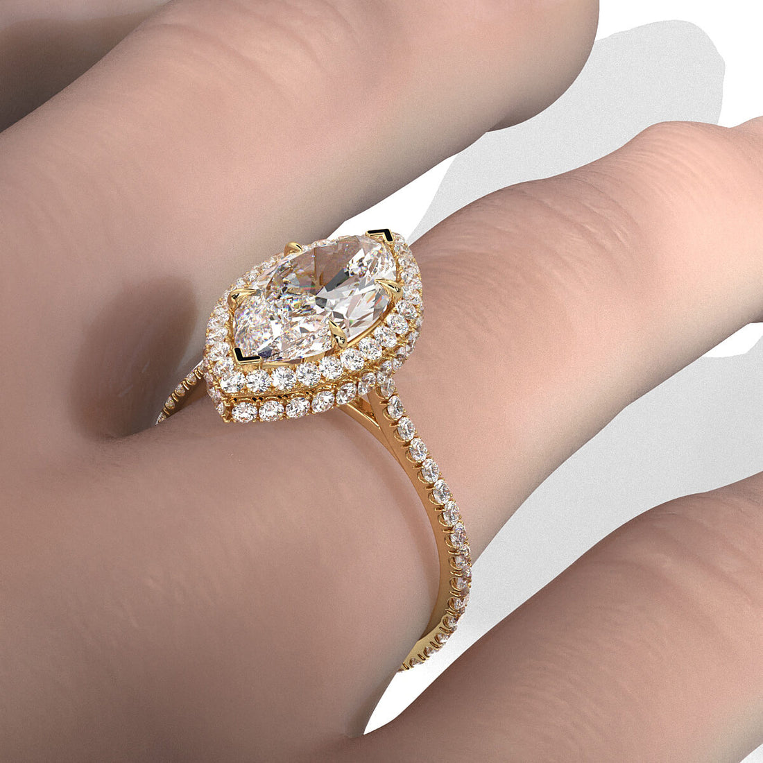 Double Halo Lab Grown Diamond Engagement Ring IGI Certified 2.53 Ctw.