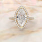 Double Halo Lab Grown Marquise Diamond U Cut Pave Set Engagement Ring