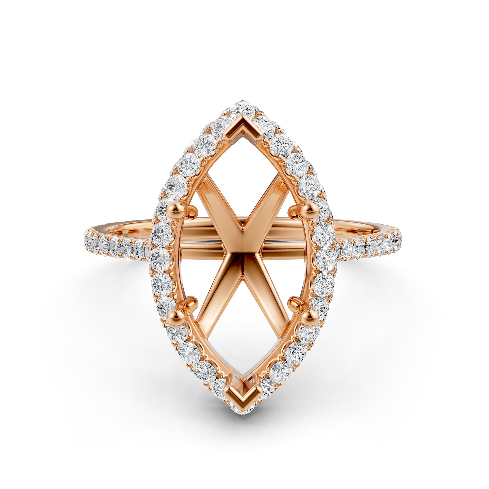 Double Halo Semi Mount Lab Grown Diamond Engagement Ring 0.53 Ct.