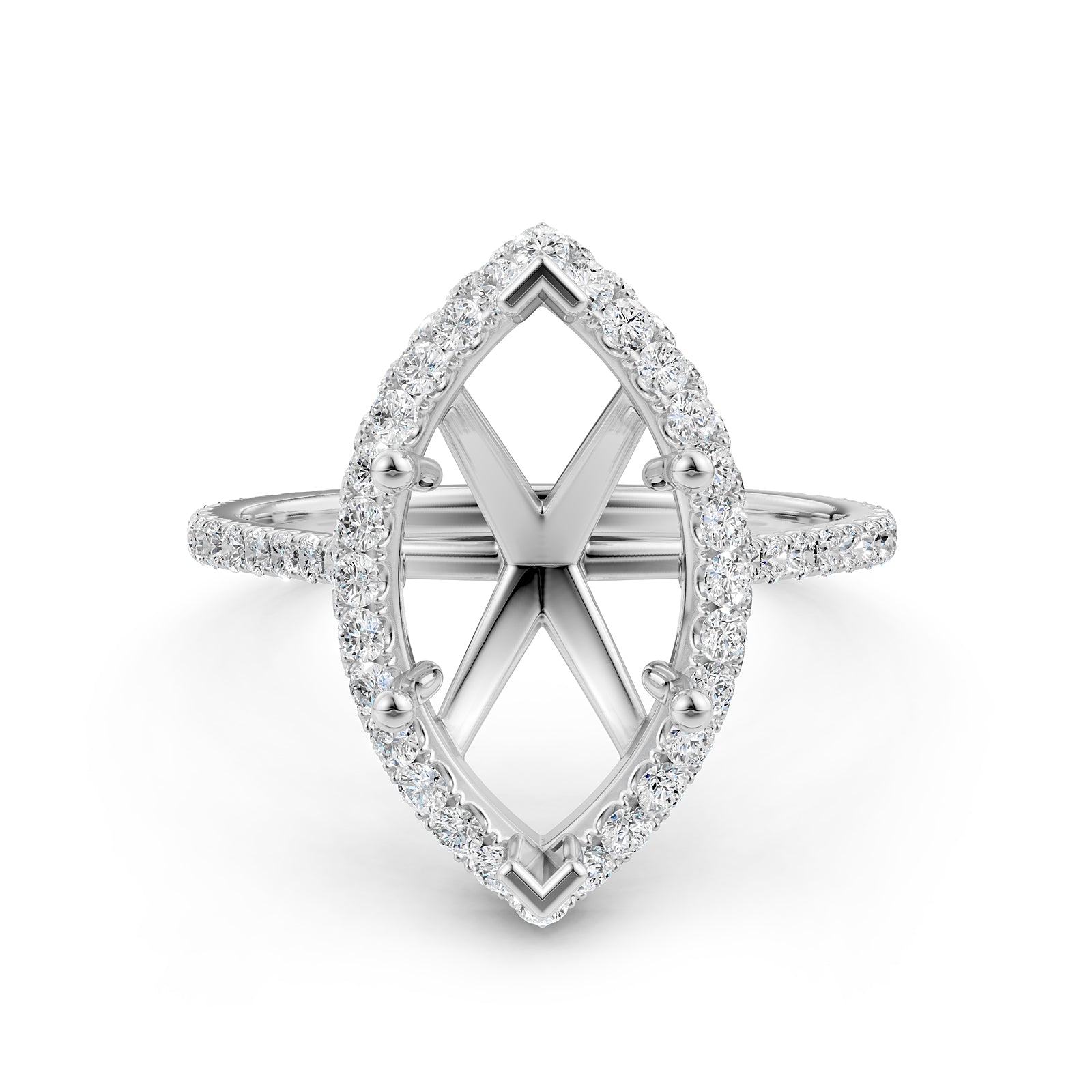 Double Halo Semi Mount Lab Grown Diamond Engagement Ring 0.53 Ct.