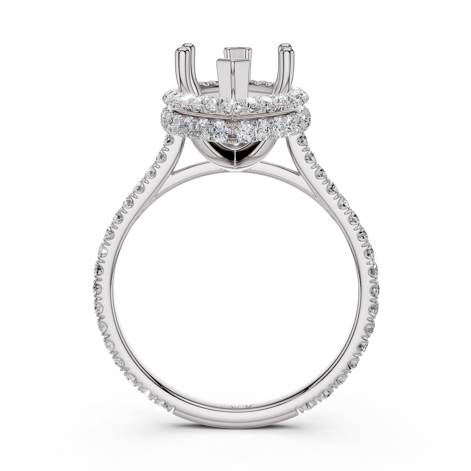 Double Halo Semi Mount Lab Grown Diamond Engagement Ring 0.53 Ct.