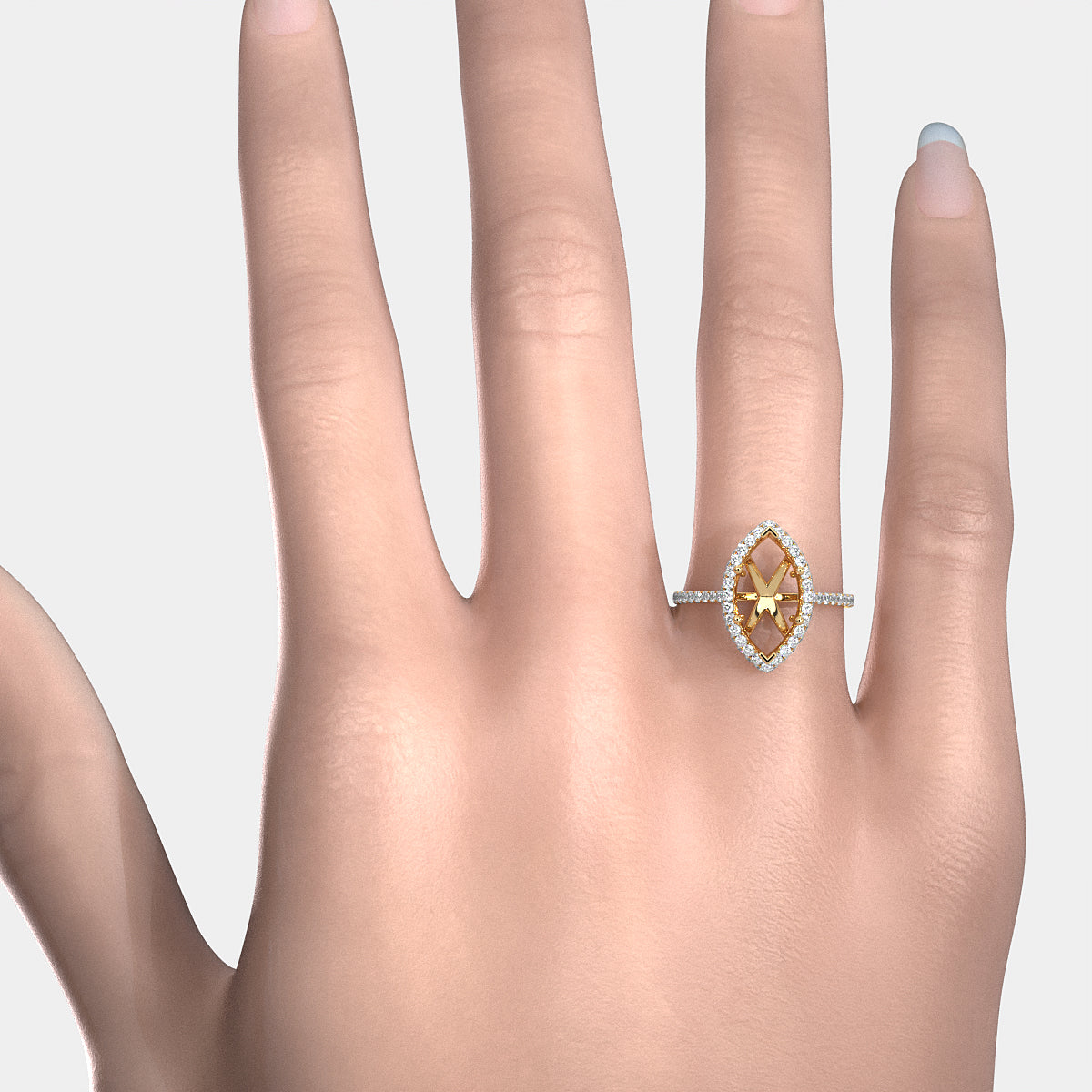 Double Halo Semi Mount Lab Grown Diamond Engagement Ring 0.53 Ct.