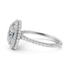 French U Cut Pave Set Double Halo Lab Grown Oval Diamond Engagement Ring