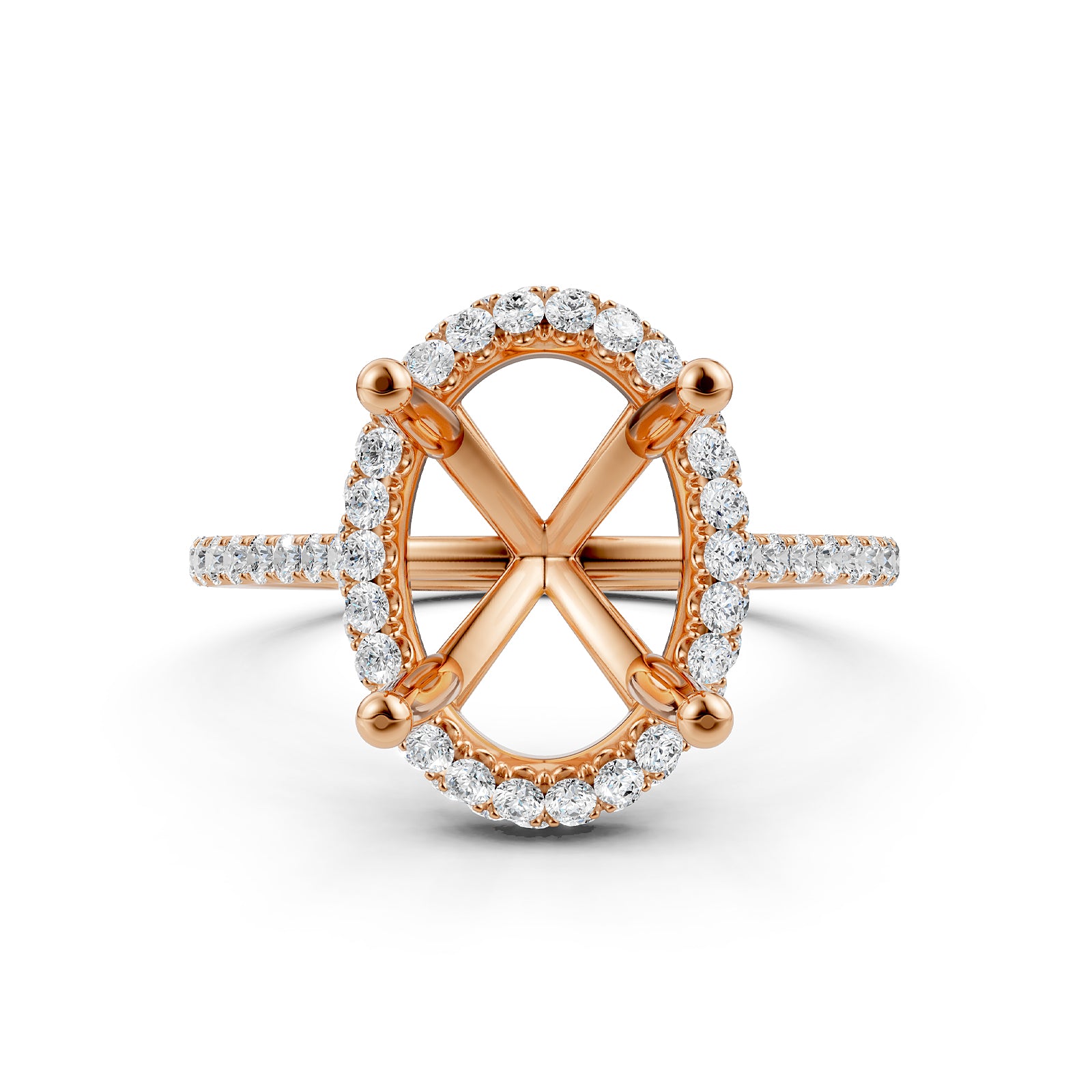 Double Halo Semi Mount Lab Grown Diamond Engagement Ring 0.53 Ct.