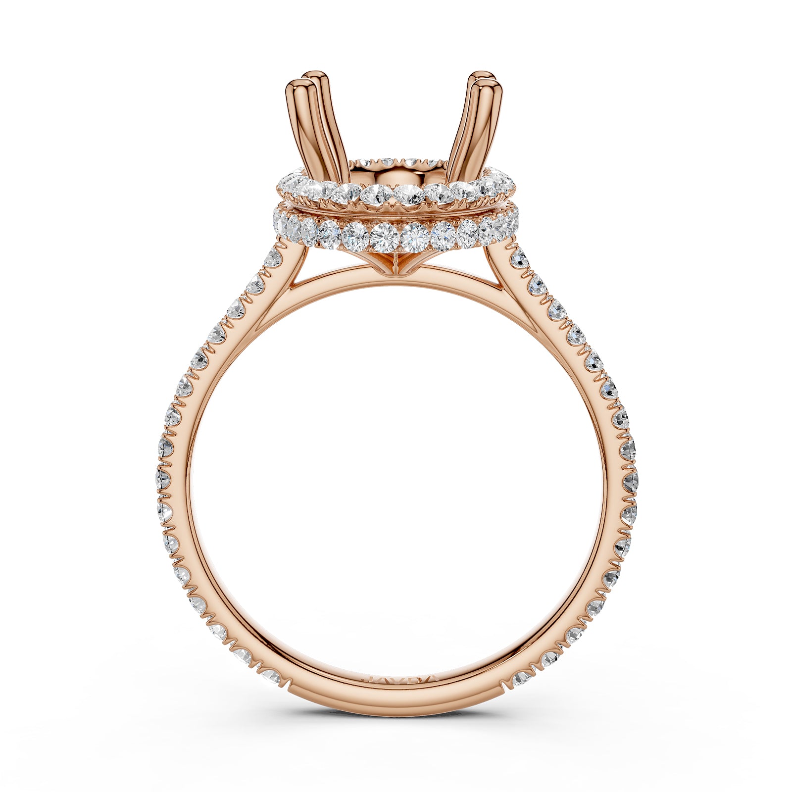 Double Halo Semi Mount Lab Grown Diamond Engagement Ring 0.53 Ct.