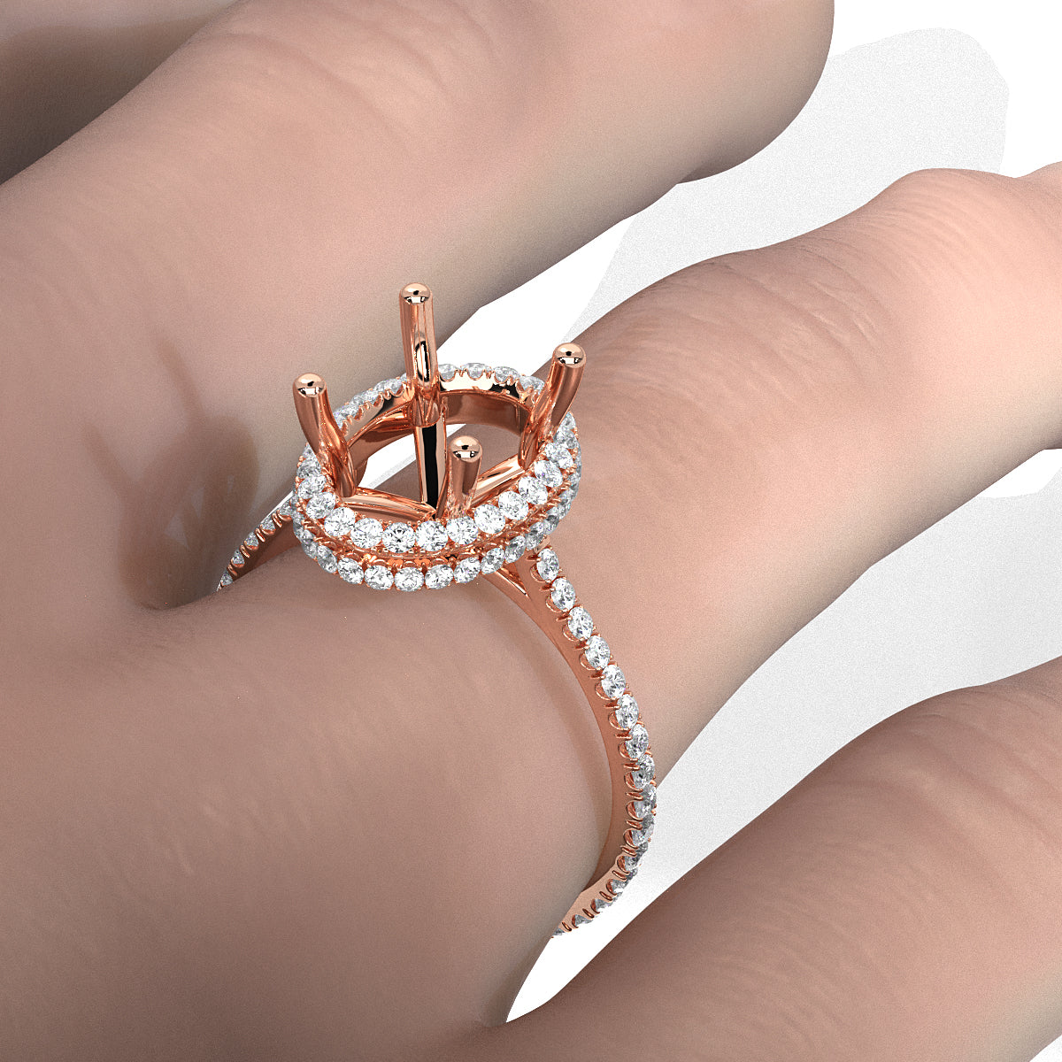 Double Halo Semi Mount Lab Grown Diamond Engagement Ring 0.53 Ct.