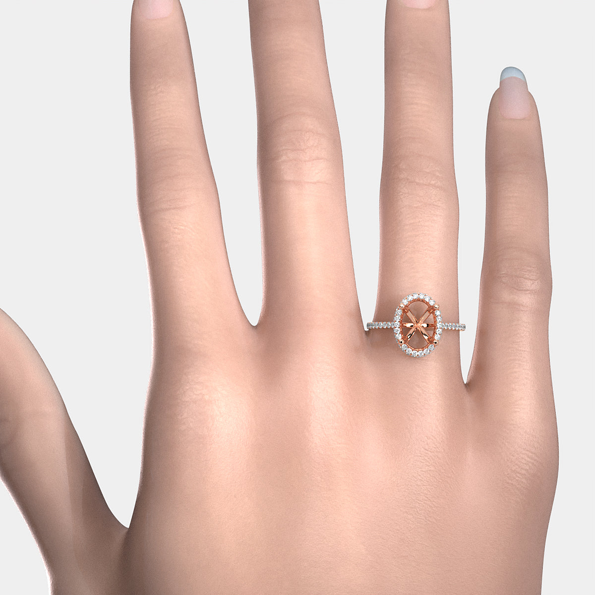 Double Halo Semi Mount Lab Grown Diamond Engagement Ring 0.53 Ct.