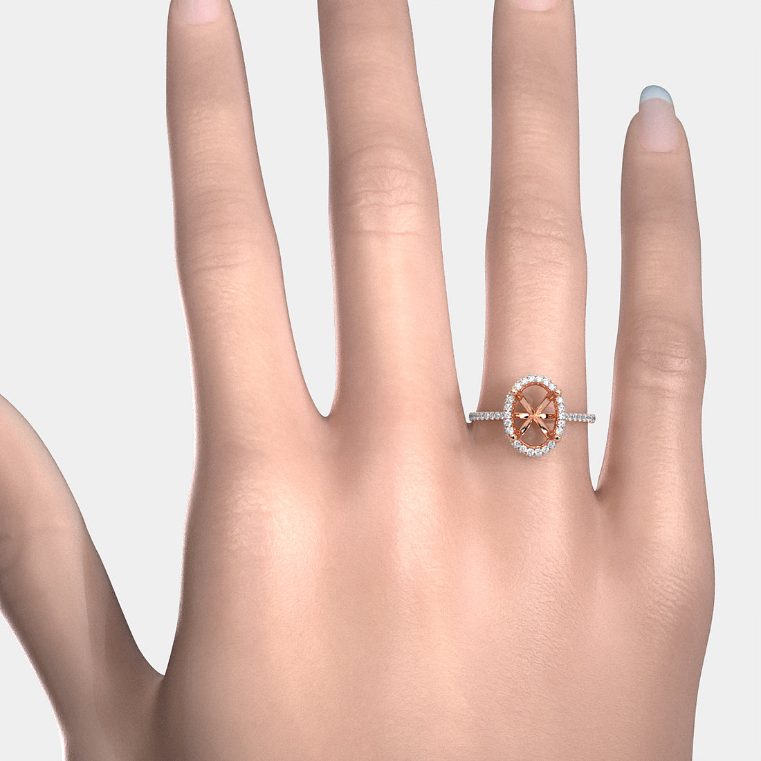 Double Halo Semi Mount Lab Grown Diamond Engagement Ring 0.53 Ct.