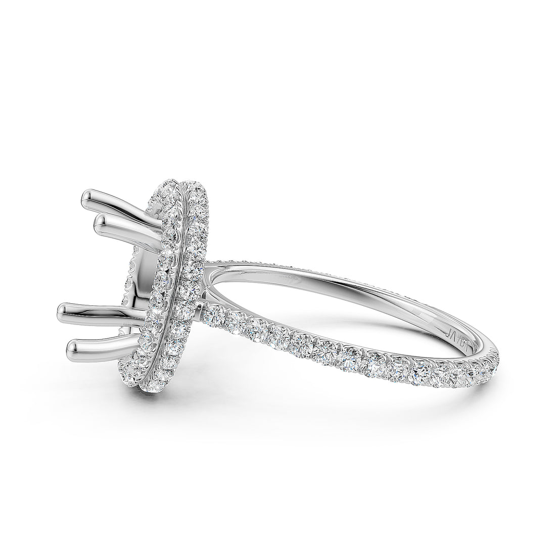 Double Halo Semi Mount Lab Grown Diamond Engagement Ring 0.53 Ct.