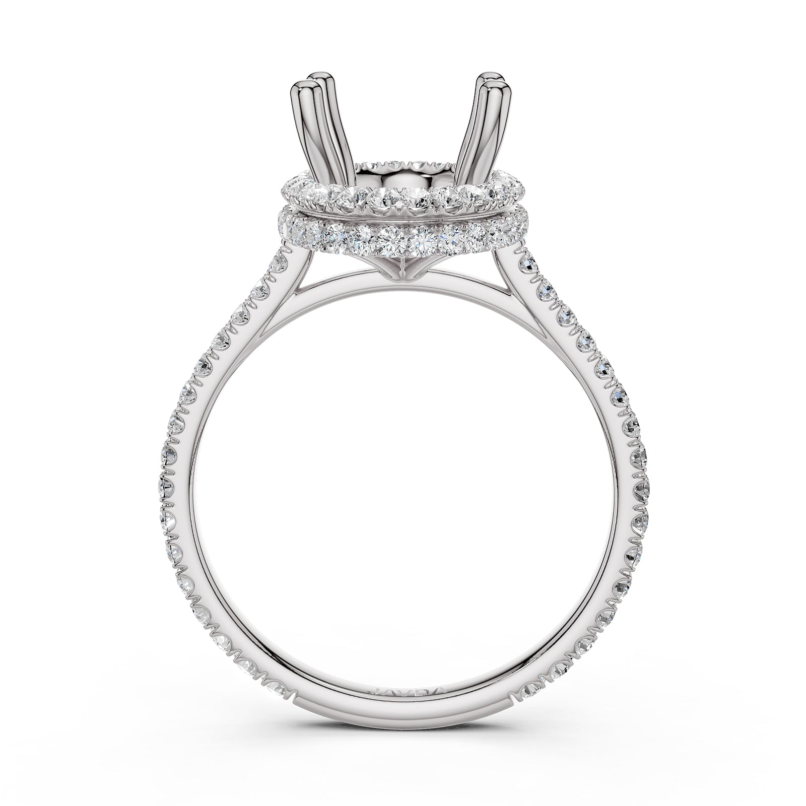 Double Halo Semi Mount Lab Grown Diamond Engagement Ring 0.53 Ct.