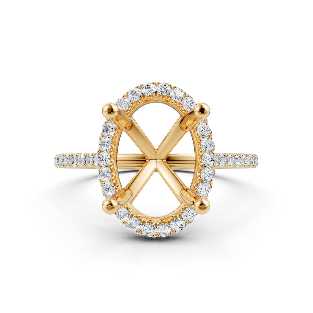 Double Halo Semi Mount Lab Grown Diamond Engagement Ring 0.53 Ct.