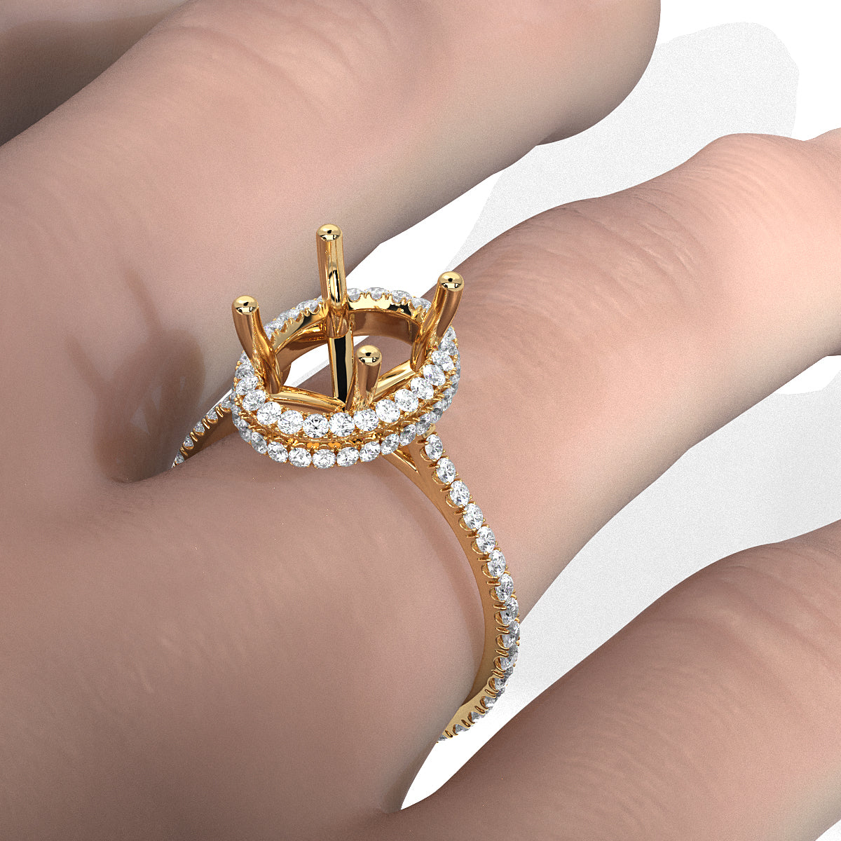 Double Halo Semi Mount Lab Grown Diamond Engagement Ring 0.53 Ct.