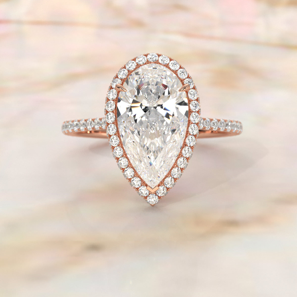 Double Halo Lab Grown Diamond Engagement Ring IGI Certified 2.53 Ctw.