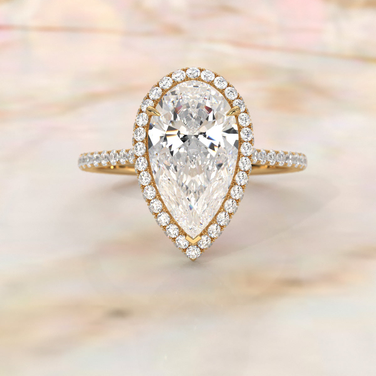 Double Halo Lab Grown Diamond Engagement Ring IGI Certified 2.53 Ctw.