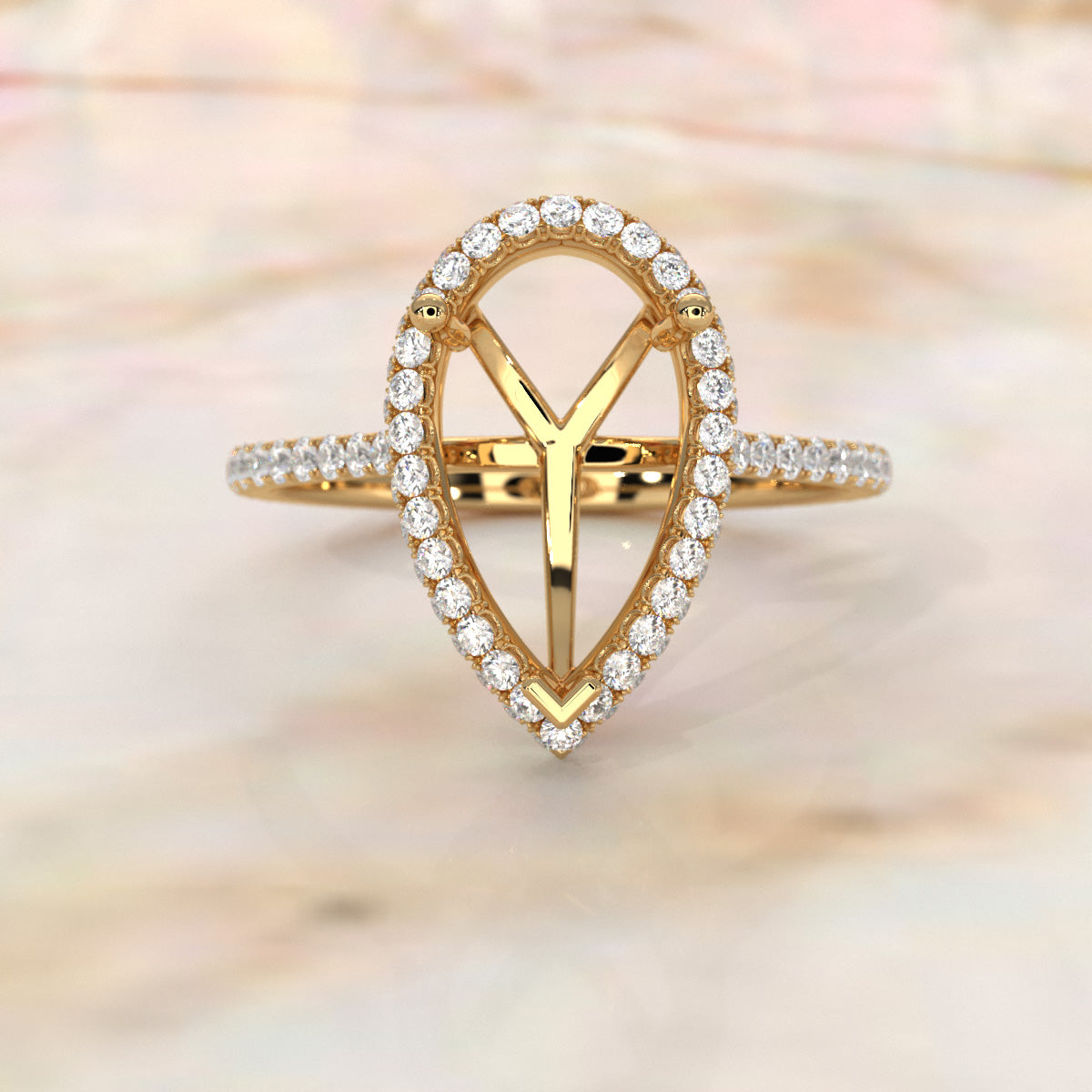 Double Halo Semi Mount Lab Grown Diamond Engagement Ring 0.53 Ct.