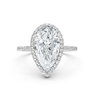 Double Halo Lab Grown Pear Diamond French Pave Set Engagement Ring