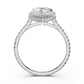 Double Halo Lab Grown Pear Diamond French Pave Set Engagement Ring