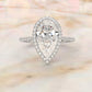 Double Halo Lab Grown Pear Diamond French Pave Set Engagement Ring