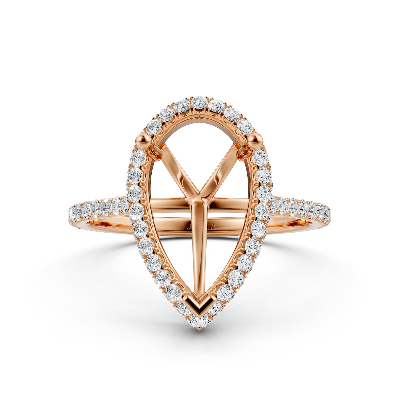 Double Halo Semi Mount Lab Grown Diamond Engagement Ring 0.53 Ct.