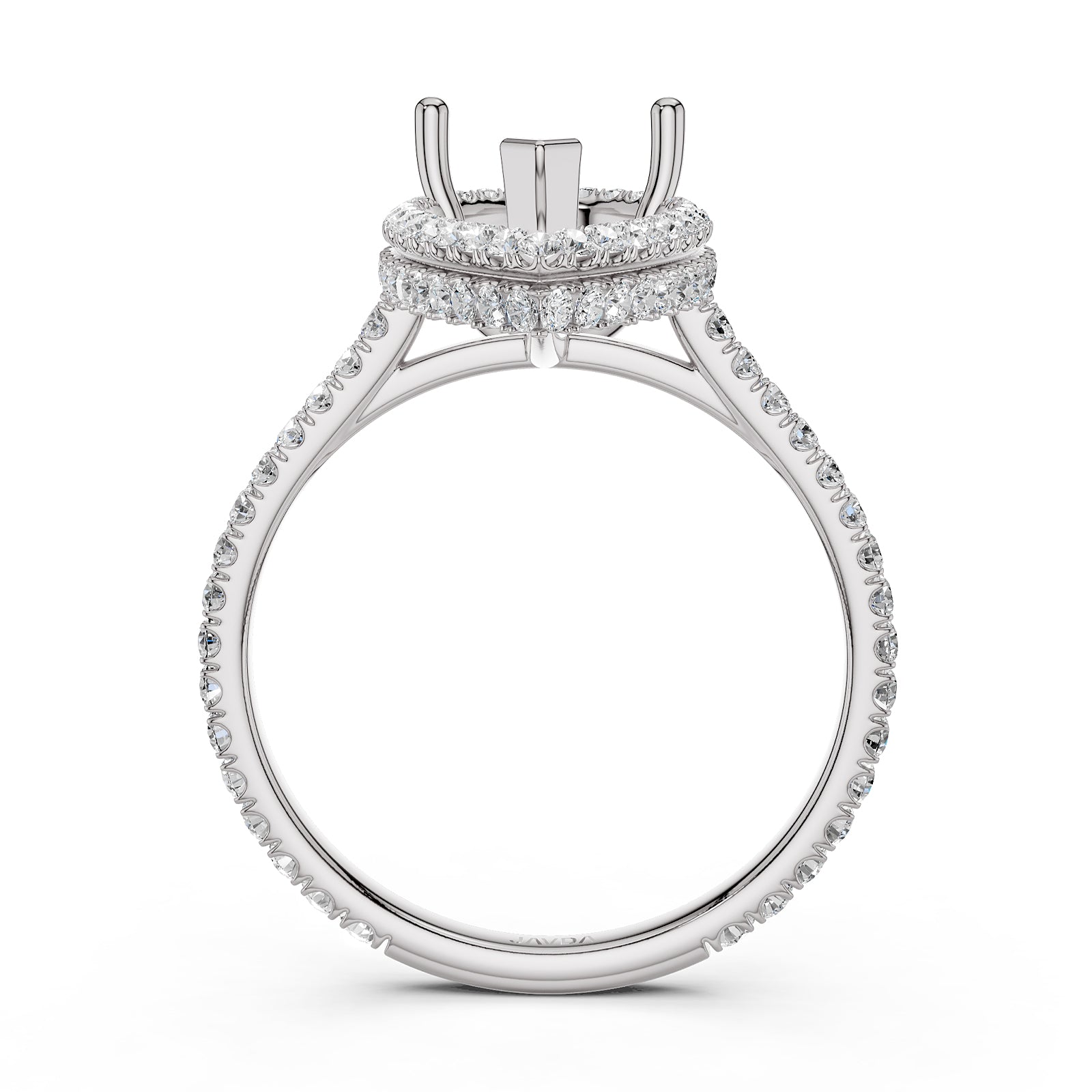 Double Halo Semi Mount Lab Grown Diamond Engagement Ring 0.53 Ct.