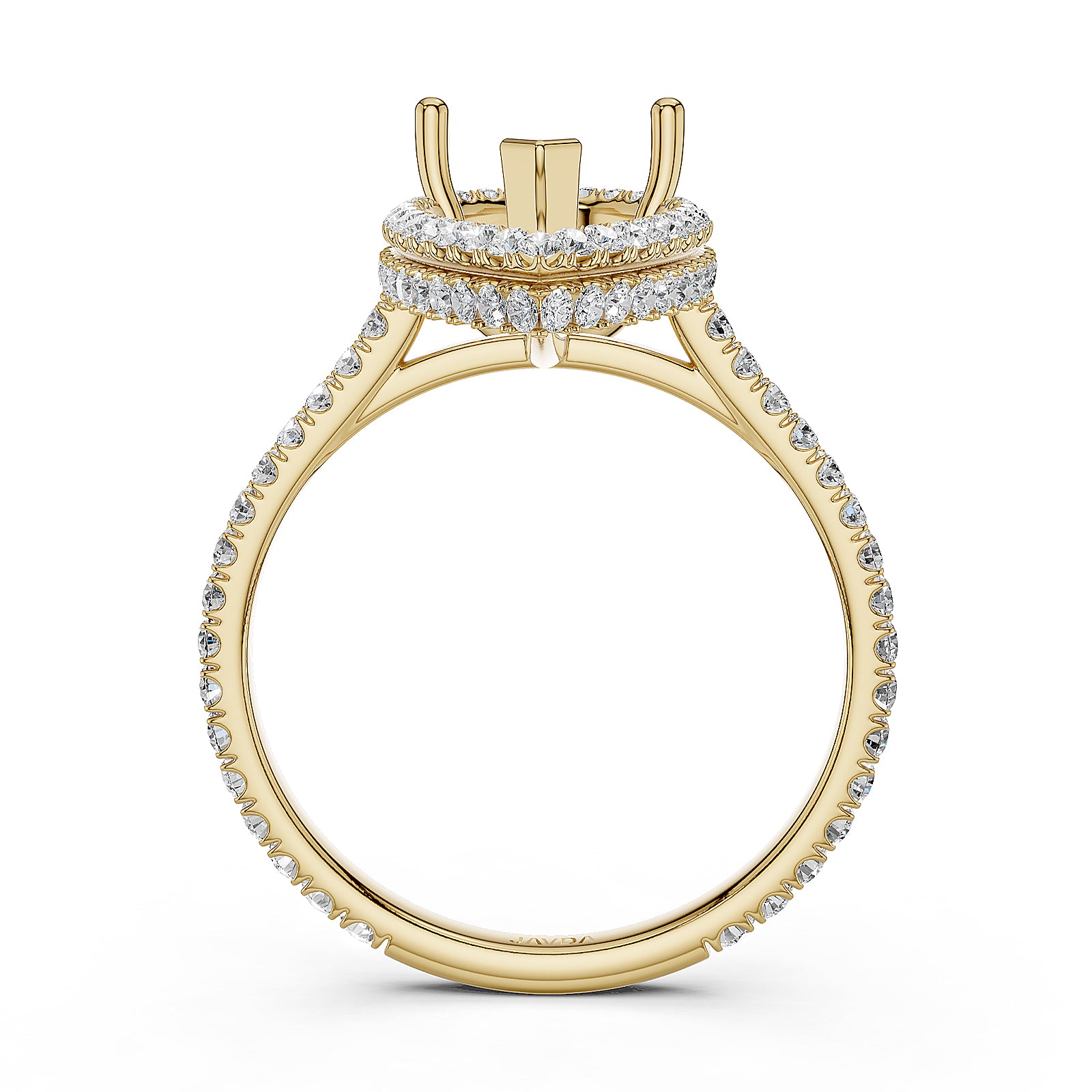 Double Halo Semi Mount Lab Grown Diamond Engagement Ring 0.53 Ct.