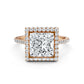 Double Halo Princess Lab Grown Diamond French Pave Set Engagement Ring