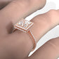 Double Halo Princess Lab Grown Diamond French Pave Set Engagement Ring