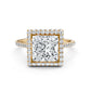 Double Halo Princess Lab Grown Diamond French Pave Set Engagement Ring