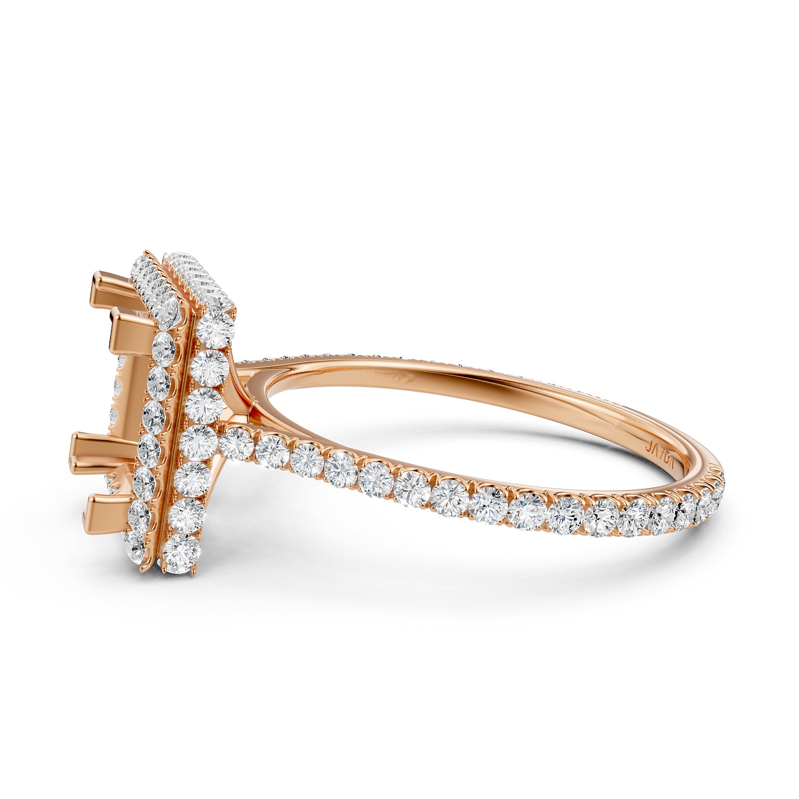 Double Halo Semi Mount Lab Grown Diamond Engagement Ring 0.53 Ct.