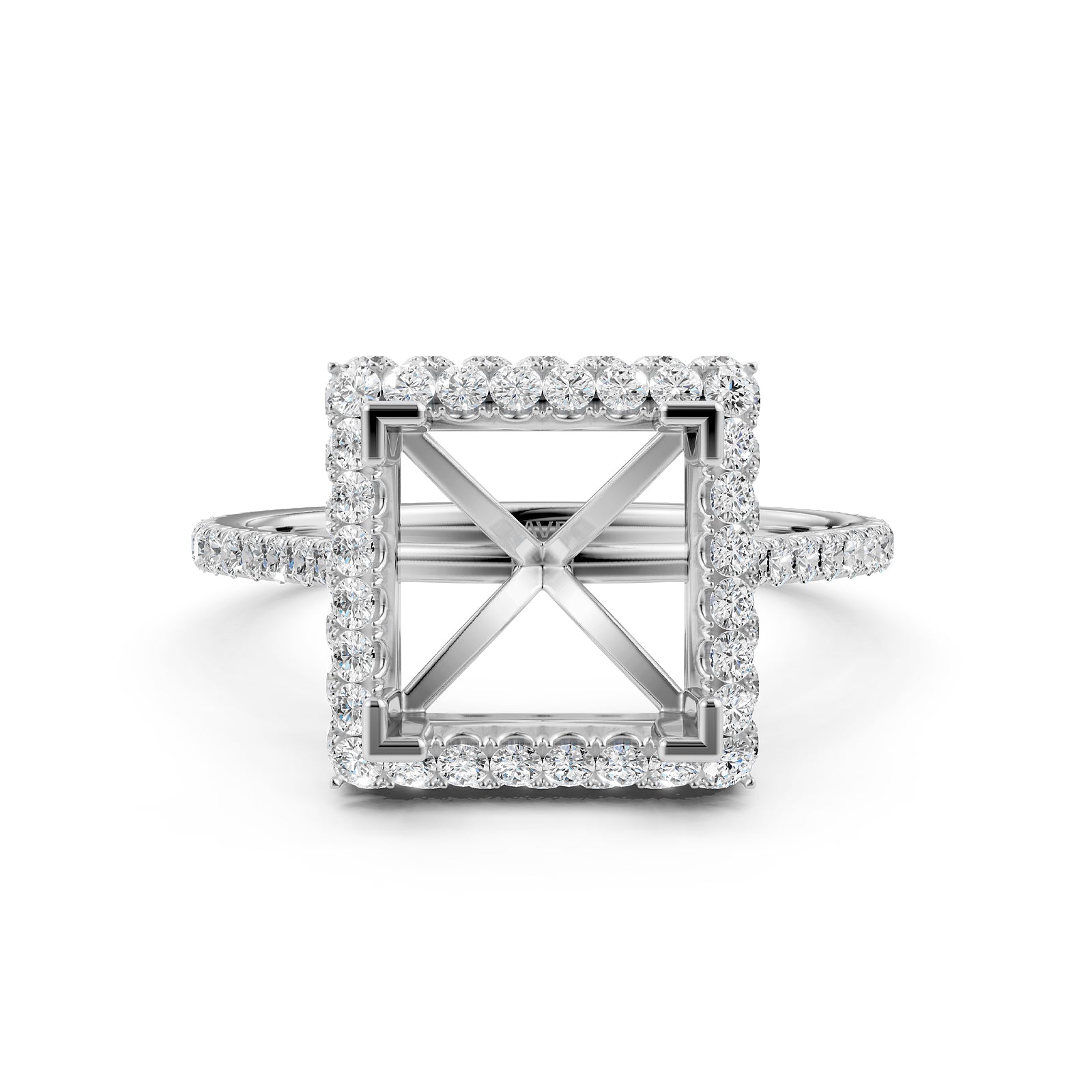 Double Halo Semi Mount Lab Grown Diamond Engagement Ring 0.53 Ct.