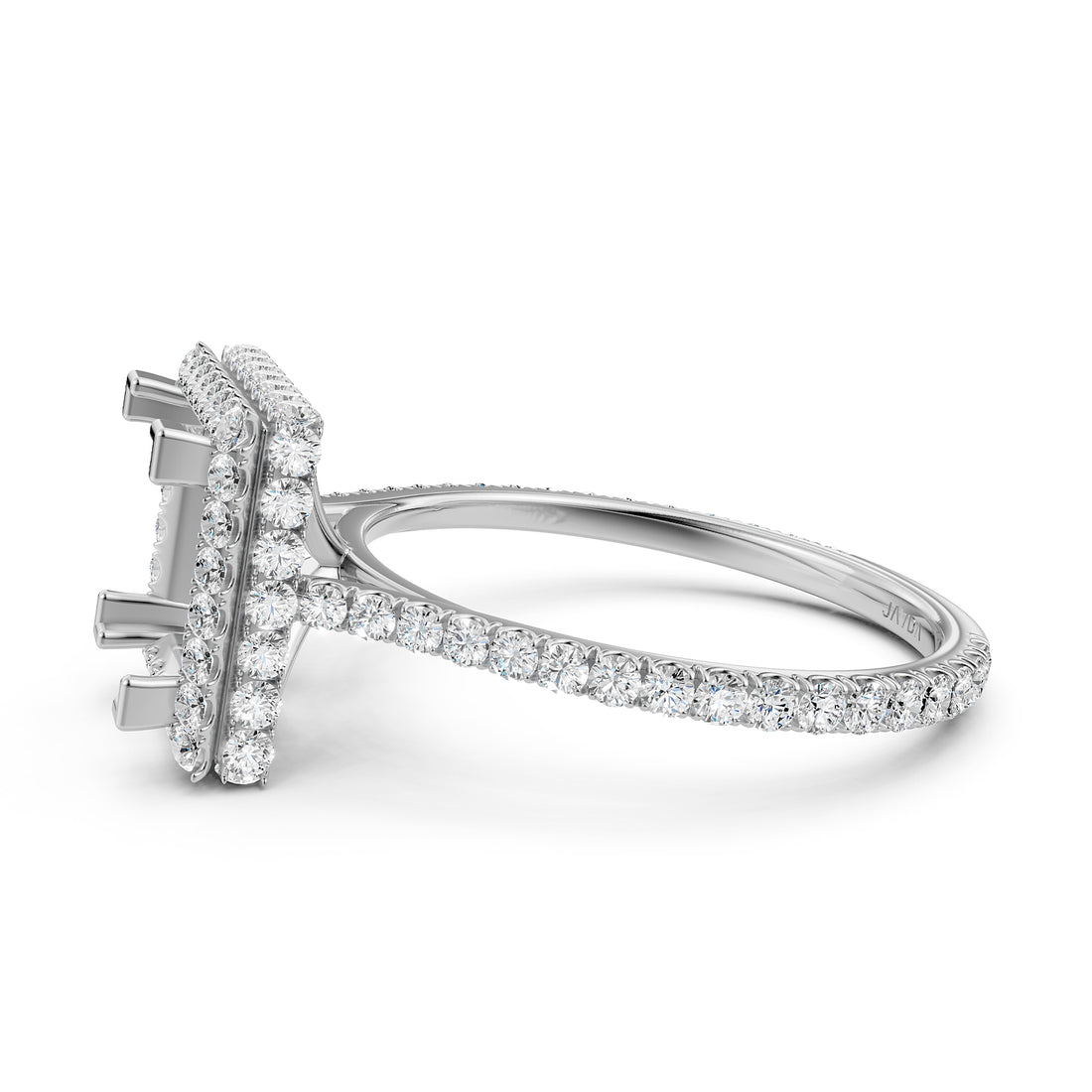 Double Halo Semi Mount Lab Grown Diamond Engagement Ring 0.53 Ct.