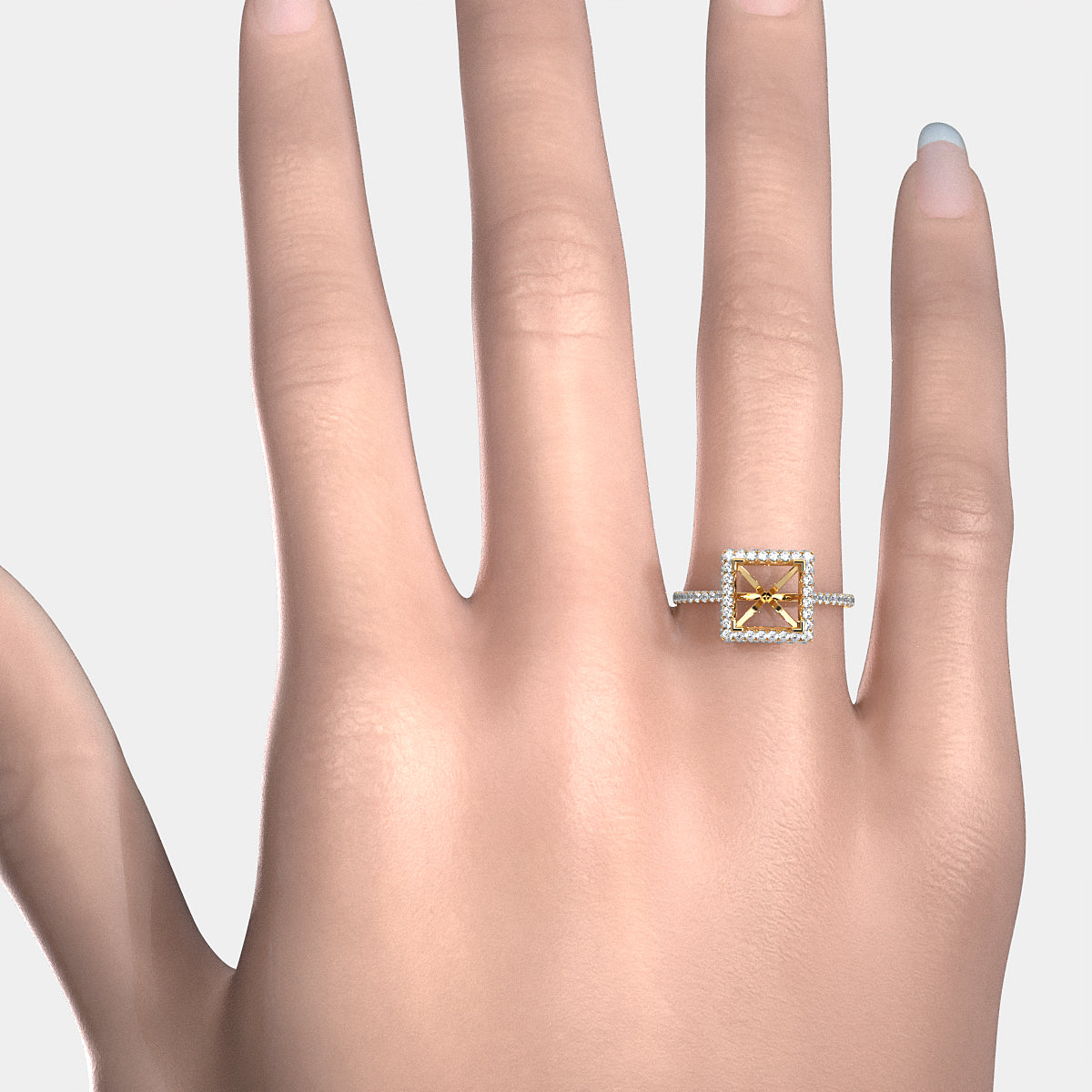 Double Halo Semi Mount Lab Grown Diamond Engagement Ring 0.53 Ct.