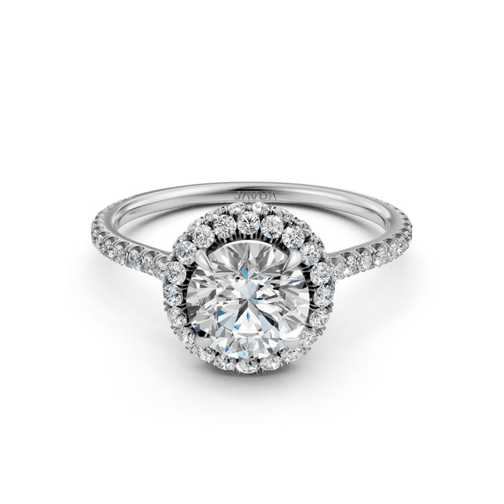 Double Halo Round Lab Grown Diamond French Pave Set Engagement Ring