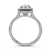 Double Halo Round Lab Grown Diamond French Pave Set Engagement Ring