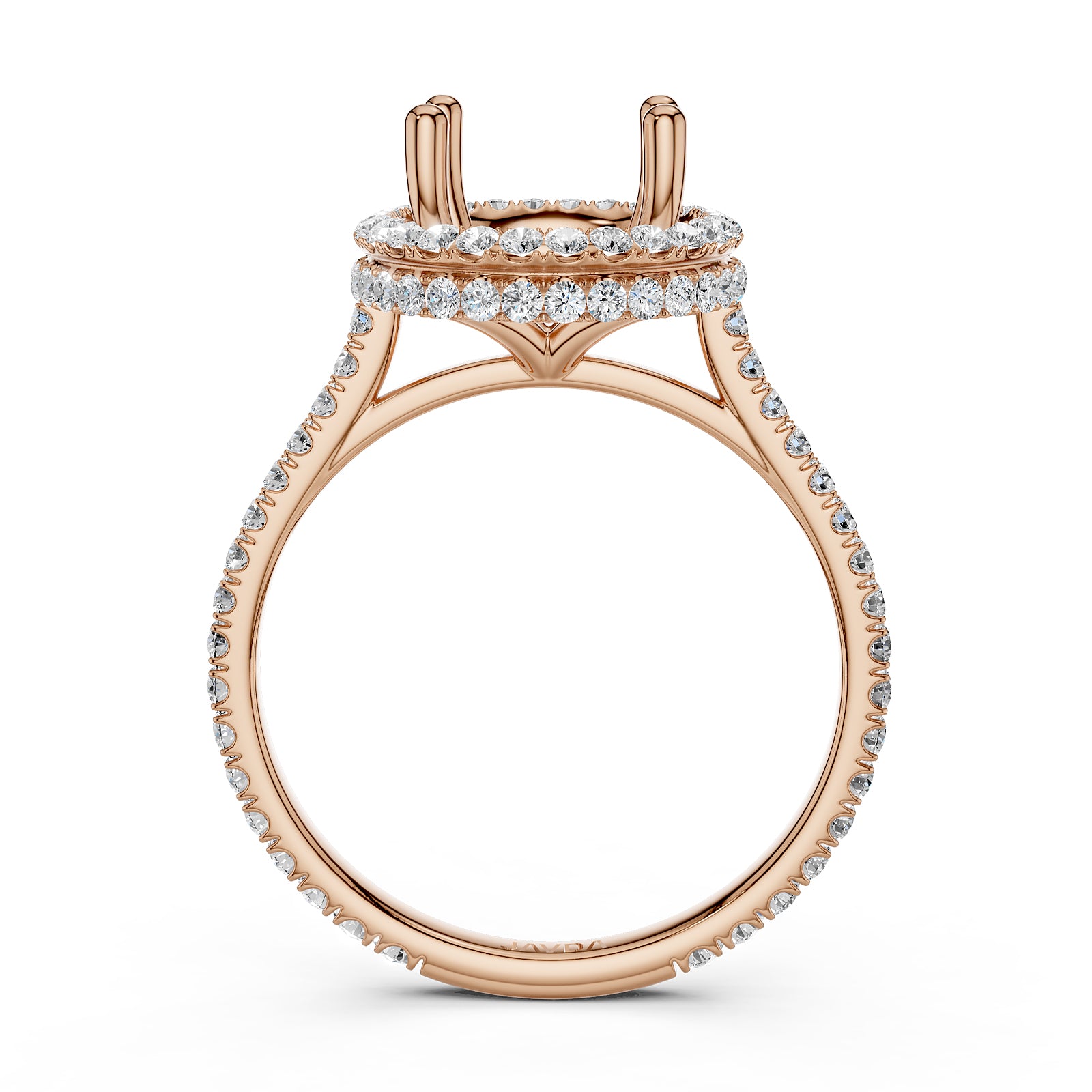 Double Halo Semi Mount Lab Grown Diamond Engagement Ring 0.53 Ct.