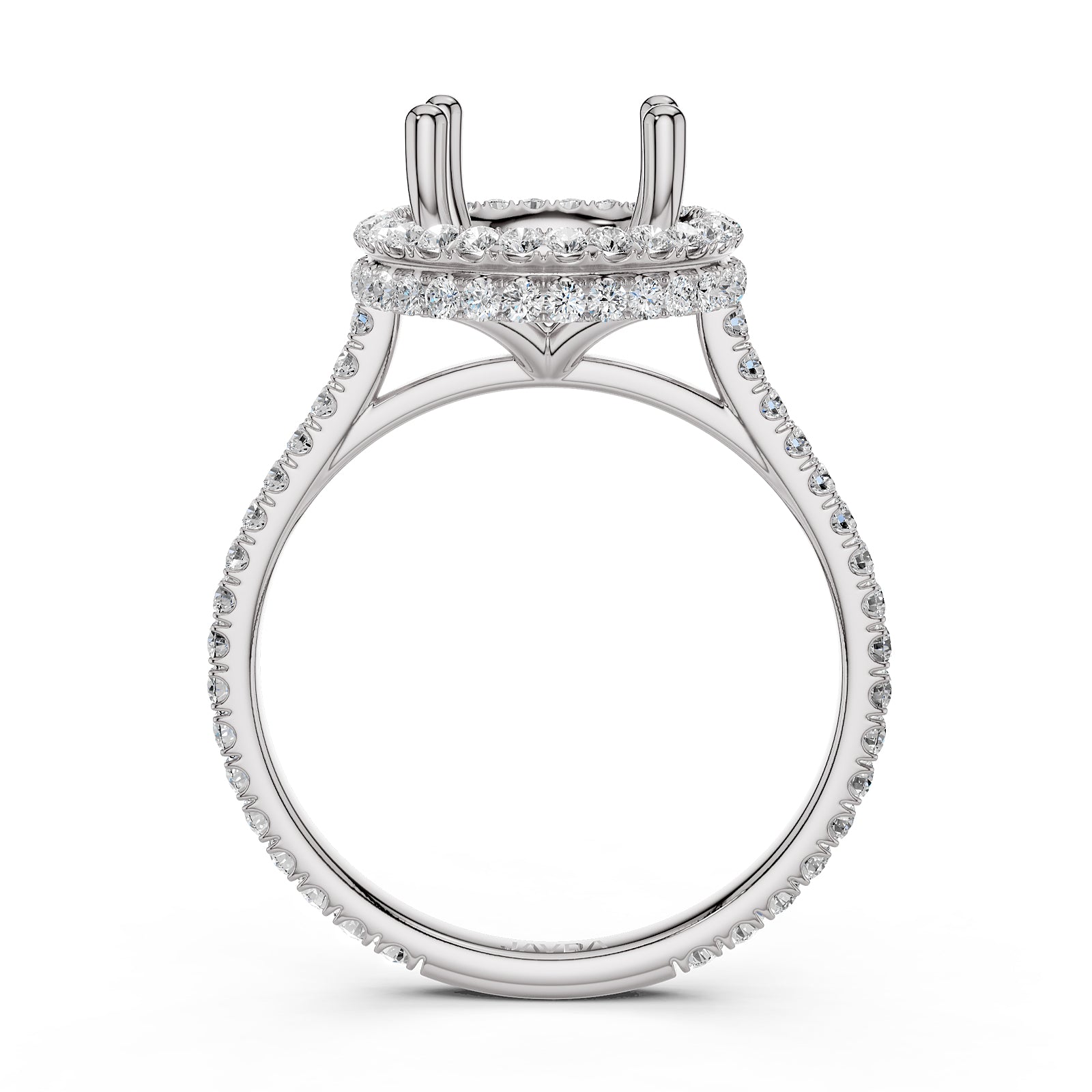 Double Halo Semi Mount Lab Grown Diamond Engagement Ring 0.53 Ct.