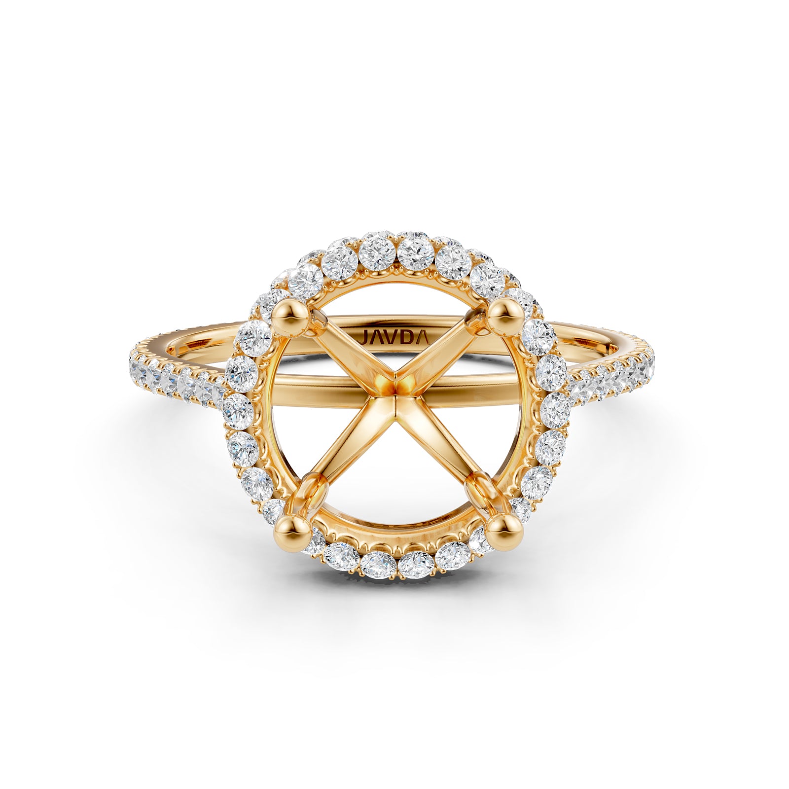 Double Halo Semi Mount Lab Grown Diamond Engagement Ring 0.53 Ct.