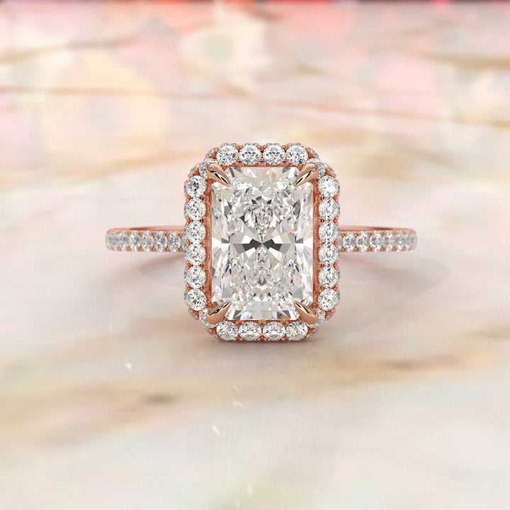 Double Halo Lab Grown Radiant Diamond Engagement Ring