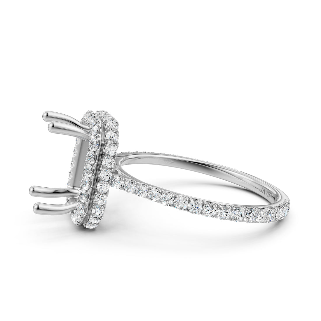 Double Halo Semi Mount Lab Grown Diamond Engagement Ring 0.53 Ct.