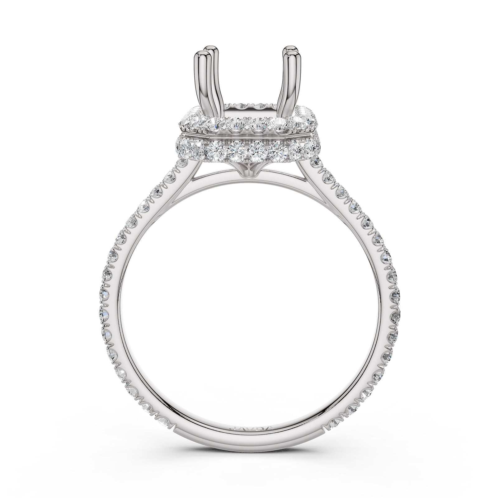 Double Halo Semi Mount Lab Grown Diamond Engagement Ring 0.53 Ct.